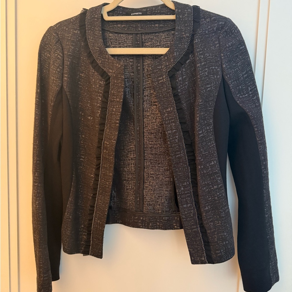 Express Embellished Ruffle Trim Blazer Jacket - Picture 4 of 6